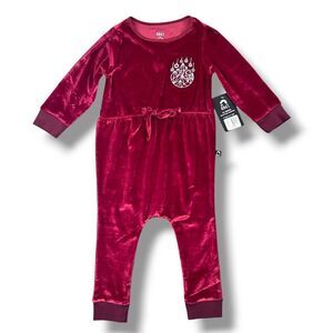 NWT! Rags to Raches Red Velour Embroidered Geo Snowflake Holiday Romper Size 2T